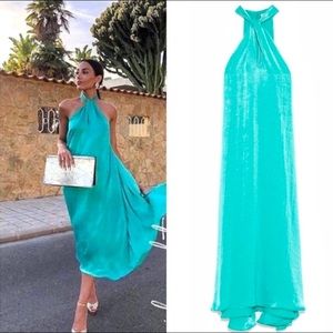 Zara satin effect halter dress size XS NWT